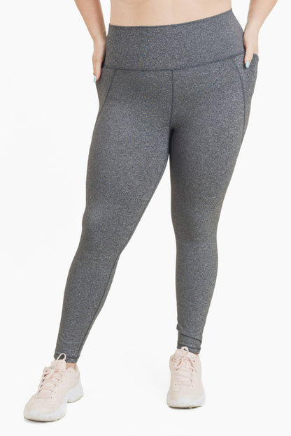 CURVY Tapered  BLACK / XL:1XL:2XL:3XL Band Essential Solid Highwaist Leggings: (2:2:1:1)