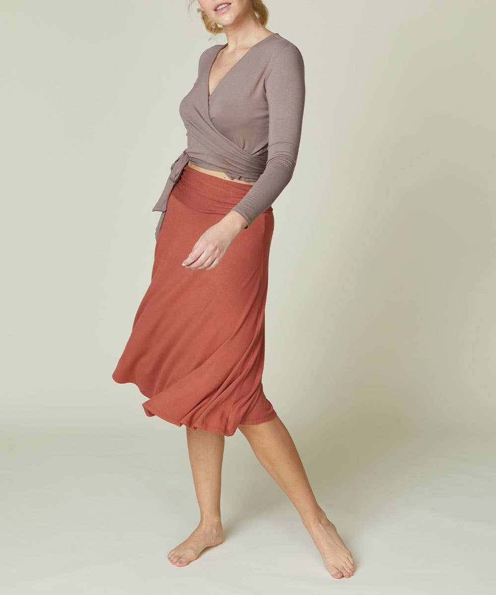 BAMBOO MID LENGTH SKIRT FLARED